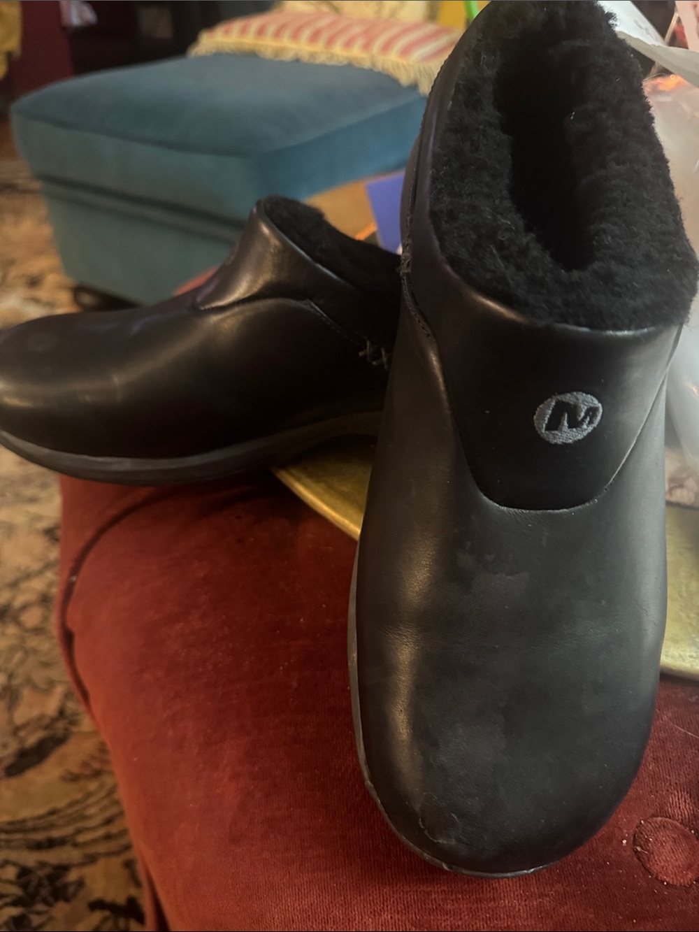 Merrell Black Slip-On Fleece-Lined Women's Clogs
